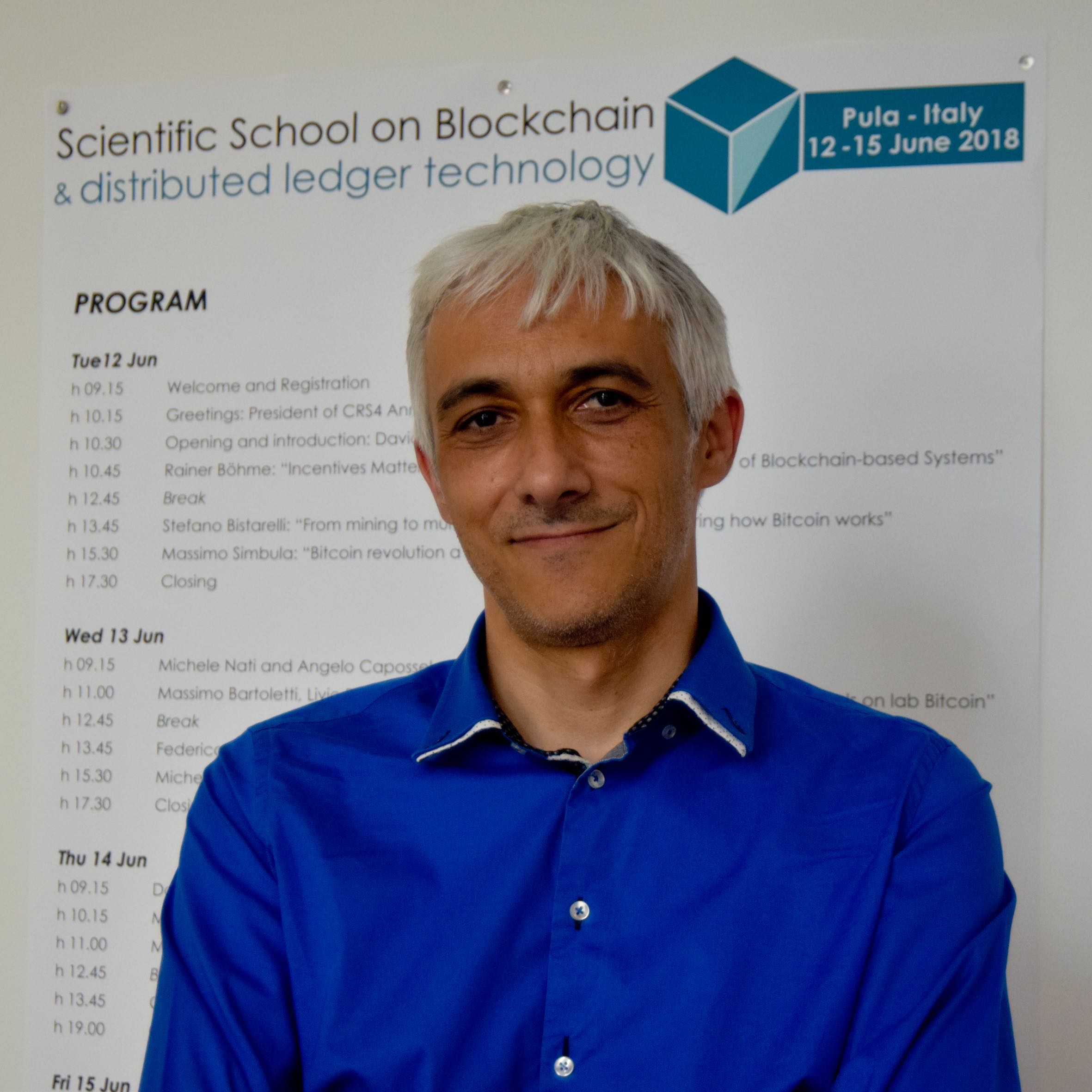 Davide Carboni organizzatore della scientific school on blockchain technologies