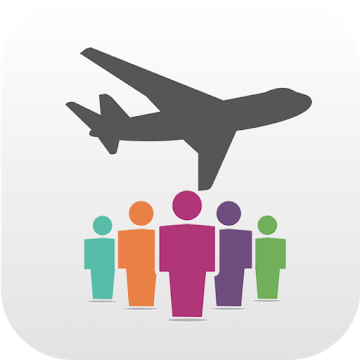 Logo Airport4All, mostra l'icona di un aereo che vola sopra un gruppo di persone