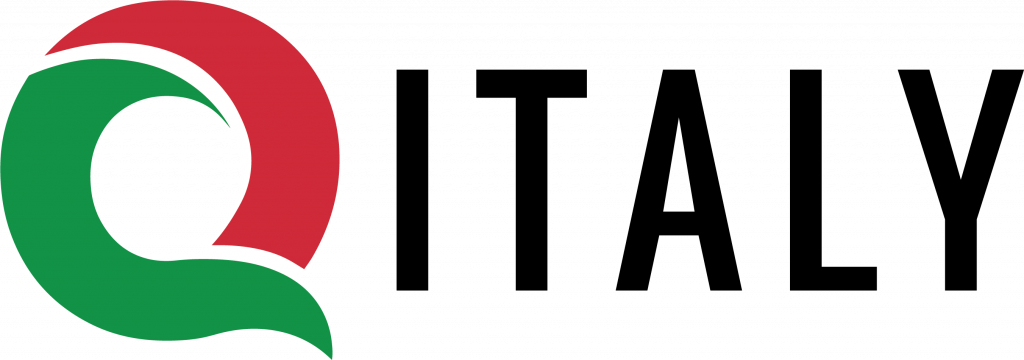 logo QItaly- Q stilizzata con i colori della bandiera italiana affiancata dalla scritta ITALY