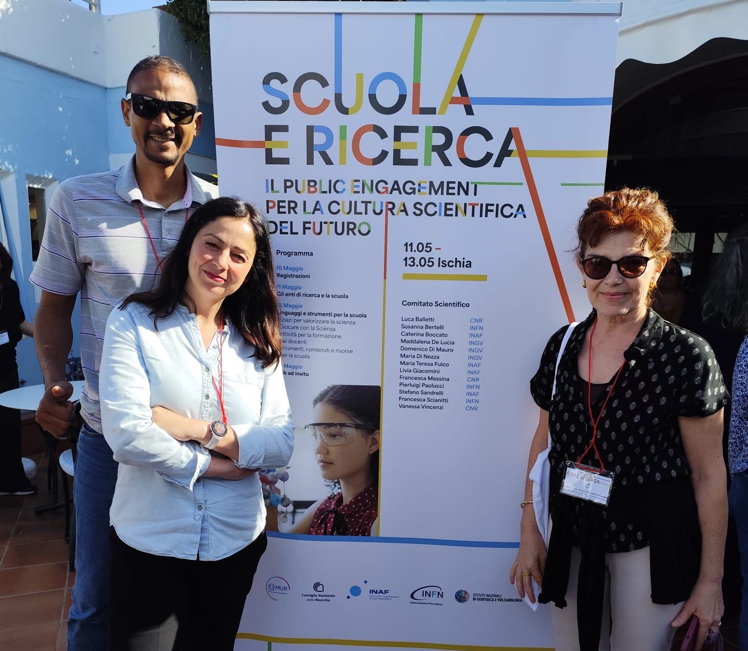 Carole Salis, Paola Pinna e Jose Francisco Saenz Cogollo alla conferenza Scuola e Ricerca: il public engagement per la cultura scientifica del futuro