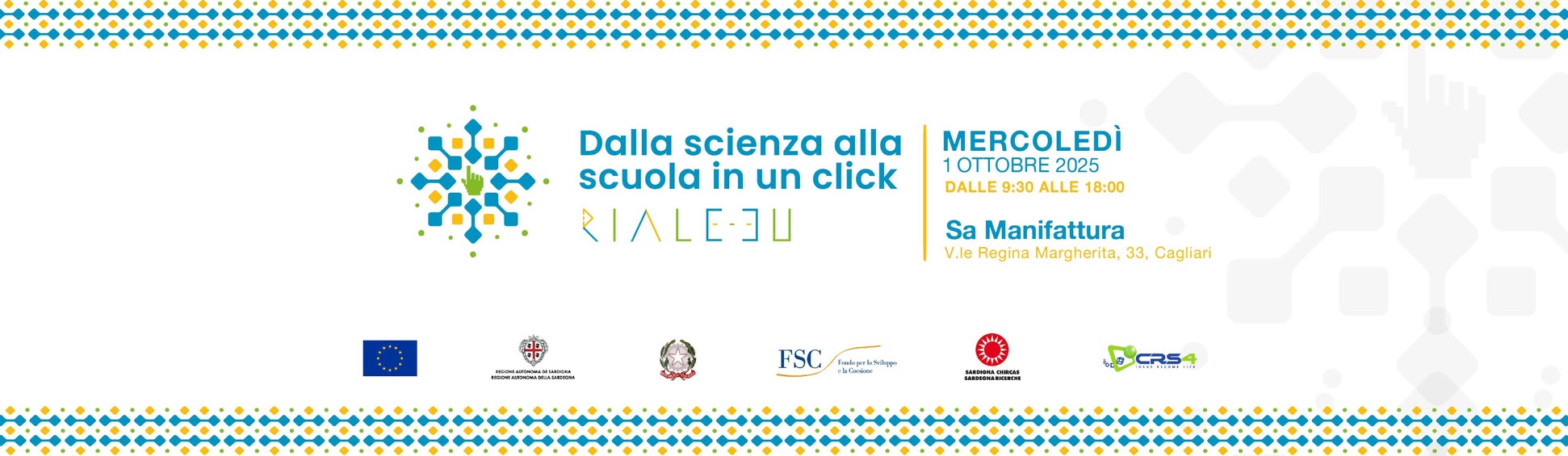 Banner sull'evento Riale-eu Dalla scienza alla scuola in un click - del 1 Ottobre 2025